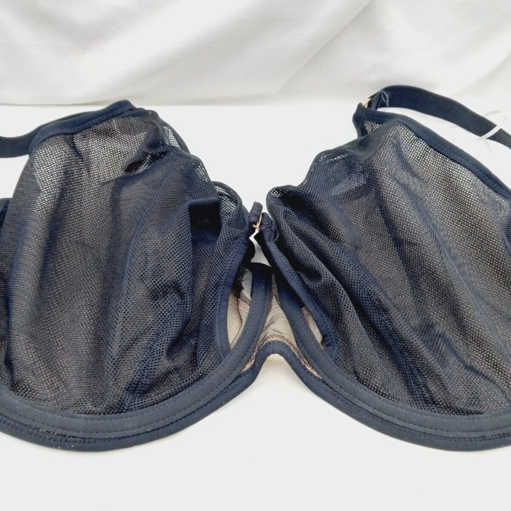 Elomi 301202 Kintai Peek A Boo Underwire Plunge Bra Black Size 32JJ US 32N - Picture 4 of 10